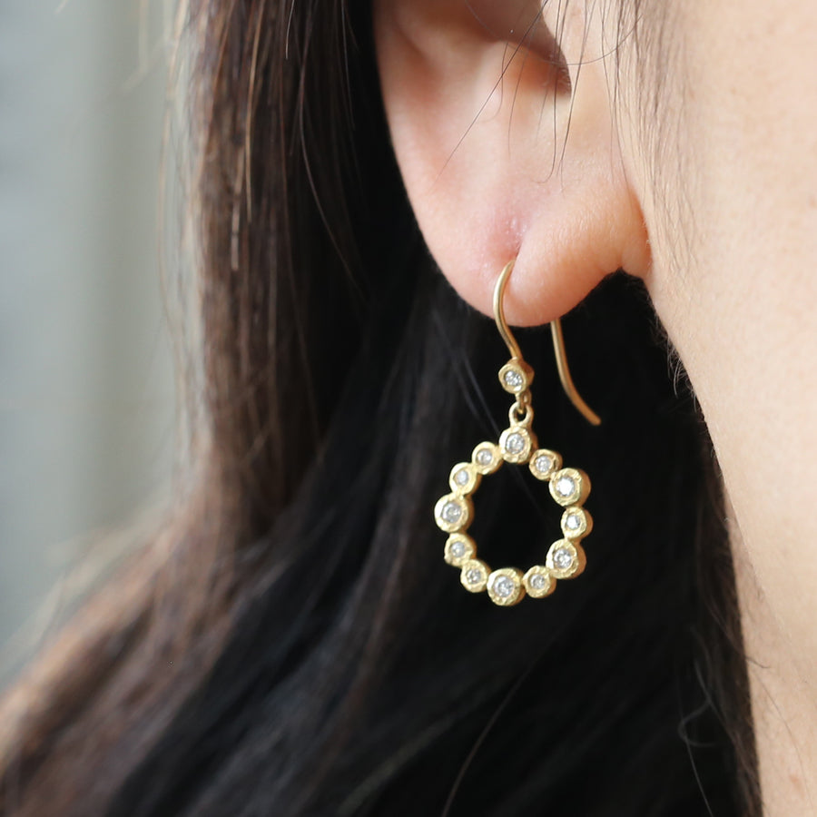Diamond bezel circle earrings