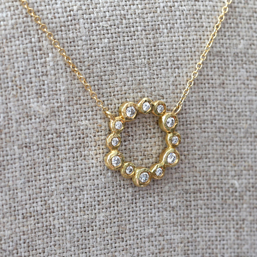 Diamond bezel circle necklace