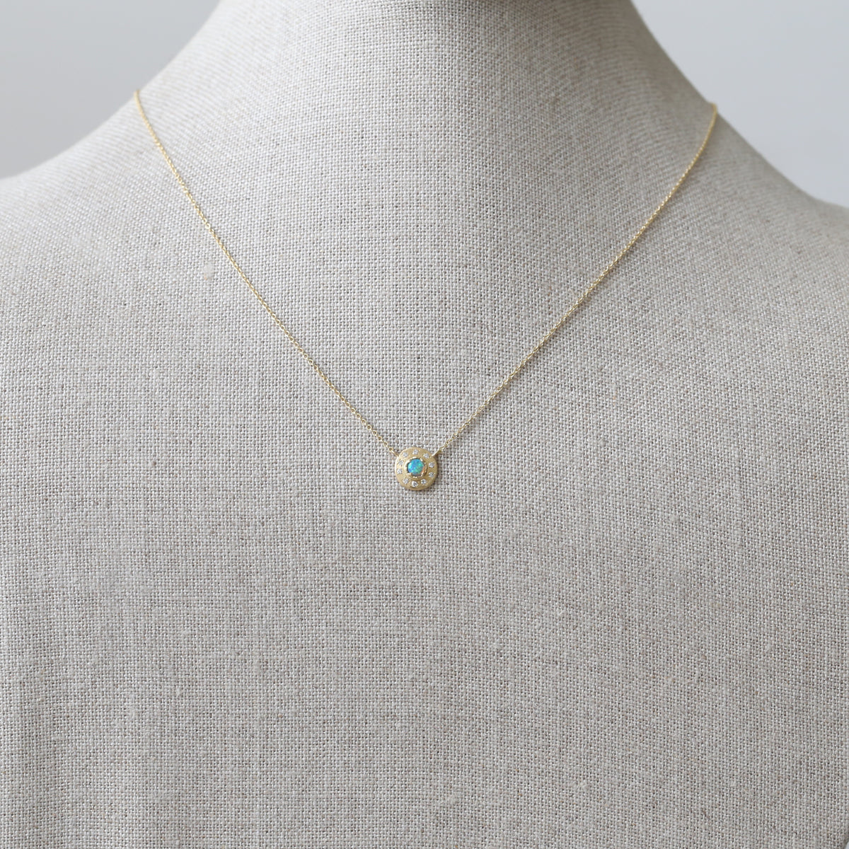 Opal disc necklace