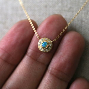 Opal disc necklace