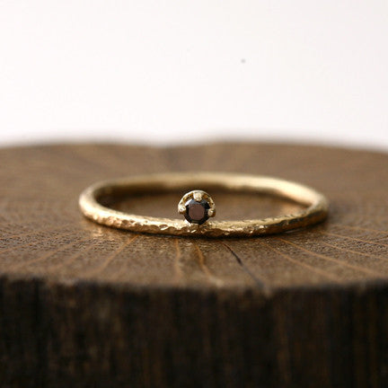 2mm black diamond textured ring