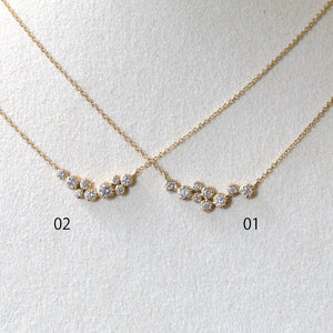 9 textured bezel cluster necklace / 01