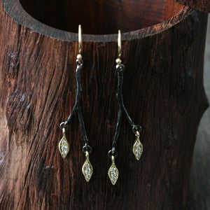 Twig diamond leaf earrings